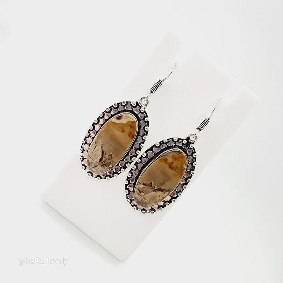 Jasper Handmade Drop Dangle Earrings Jewelry 2" - Picture 1 of 5